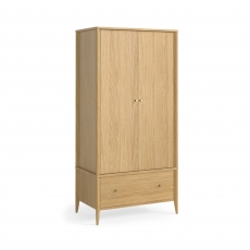 Portree Bedroom Gents 2 Door Wardrobe - 1 Drawer - Natural oak
