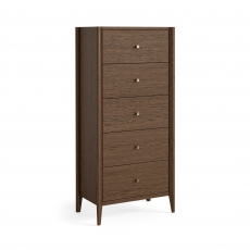 Portree 5 Drawer Tallboy - Brown Oak