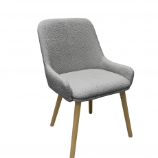 Petra Pair Fully Upholstered Dining Chairs - Grey Boucle Fabric