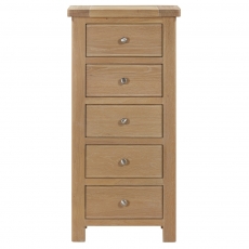 Fairford Oak Bedroom 5 Drawer Tall Chest