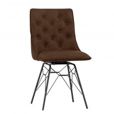 Ludo Pair of Swivel Studded Back Dining Chairs
