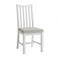 Saunton Pair of Slat Back Dining Chairs - Fabric Seat Pad