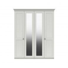 Celeste 4 Door Wardrobe with 2 Mirrors - 2 Rails - 2  Shelves