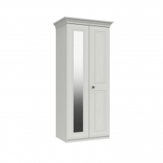 Halley 2 Door Wardrobe with Mirror - 1 Rail - 1 Shelf