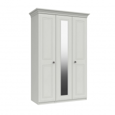Halley 3 Door Wardrobe with Mirror - 1 Rail - 1 Large Shelf - 3 Small Shelves