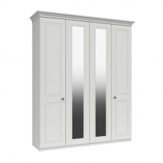 Halley 4 Door Wardrobe with 2 Mirrors - 2 Rails - 2  Shelves