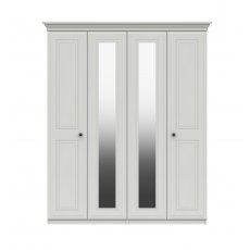 Halley Tall 4 Door Wardrobe with 2 Mirrors - 4 Rails - 4 Shelves