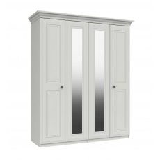 Halley Tall 4 Door Wardrobe with 2 Mirrors - 4 Rails - 4 Shelves