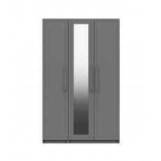 Leia 3 Door Wardrobe with Mirror - 1 Rail - 1 Large Shelf - 3 Small Shelves