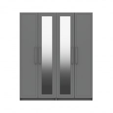 Leia 4 Door Wardrobe with 2 Mirrors - 2 Rails - 2  Shelves