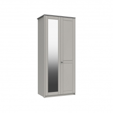 Shadow 2 Door Wardrobe with Mirror - 1 Rail - 1 Shelf