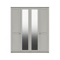 Shadow 4 Door Wardrobe with 2 Mirrors - 2 Rails - 2  Shelves