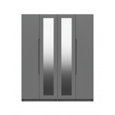 Skylar Tall 4 Door Wardrobe with 2 Mirrors - 4 Rails - 4 Shelves