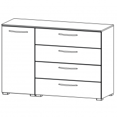 Aldono 6D47 1 Door Left Hinge - 4 Drawer Wide Chest