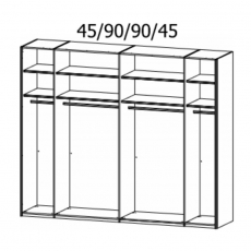 Miramar 5DS9 Gliding 2 Door Robe-Colour Glass (Width 271cm)