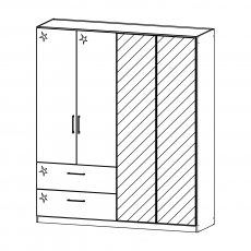 Morella OKL8 Hinged 4 Door (2 Mirror) - 2 Drawer Combi Robe