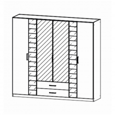 Terano 0T5T Hinged 6 Door 2 Drawer Combi Robe (Width 226cm)