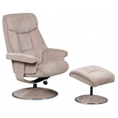 Leon Swivel Recliner Chair and Stool Set - Mist Fabric