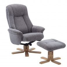 Maui Swivel Recliner Chair and Stool Set - Lille Charcoal Fabric