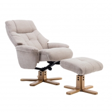 Beaufort Swivel Recliner Chair and Stool Set - Lisbon Wheat