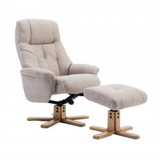 Beaufort Swivel Recliner Chair and Stool Set - Lisbon Wheat