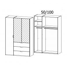 Lias 01G0 Hinged 3 Door (2 Mirror) 3 Drawer Combi Robe