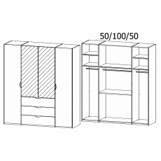 Lias 5931 Hinged 4 Door (2 Mirror) 3 Drawer Combi Robe