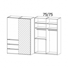 Lias 5YK1 Gliding 2 Door (1 Mirror) 3 Drawer Combi Robe