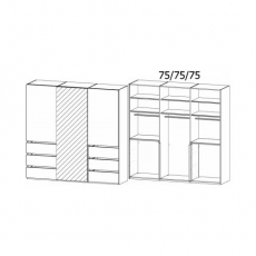 Lias 5YK3 Gliding 3 Door (1 Centre Mirror) 6 Drawer Combi Robe