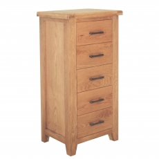 Hampton Bedroom 5 Drawer Slim Chest