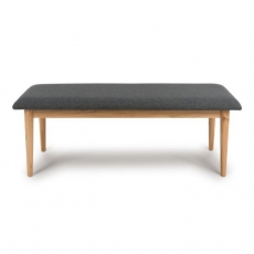Jorvik Dining Small Dining Bench - 120cm - Grey Fabric Seat Pad