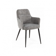 Demetrio Pair of Armed Fabric Dining Chairs