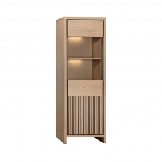 Leandro Glazed Showcase Cabinet - 1 Door - LED Lighting