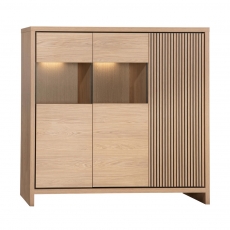 Leandro Glazed Wall Cabinet - 3 Door - LED Lighting