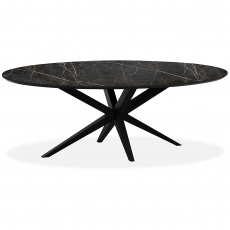 Waide Extra Large Oval Fixed Top Dining Table - Black Star Base - Finish 3