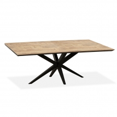 Waide Extra Large Rectangular Fixed Top Dining Table - Black Star Base - Finish 4