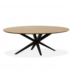 Waide Maxi Large Oval Fixed Top Dining Table - Black Star Base - Finish 2