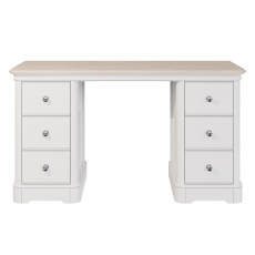 Crantock Double Pedestal Dressing Table - 6 Drawers - Oak Top