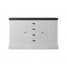 Newhaven Medium Sideboard - 2 Door - 4 Centre Drawers - Oak Top