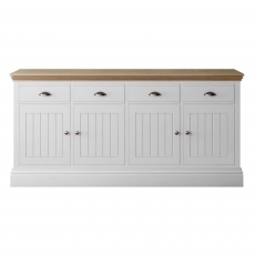 Newhaven Large Sideboard - 4 Door - 4 Top Drawers - Oak Top