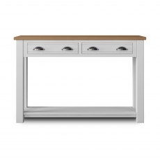 Newhaven Large Deep Hall Table - 2 Drawers - Straight Legs - Oak Top