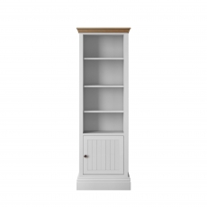 Newhaven Extra Tall Narrow Half Panelled Bookcase with Door - Oak Top