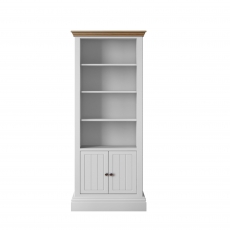 Newhaven Extra Tall Wide Half Panelled Bookcase with 2 Doors - Oak Top
