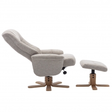 Maui Swivel Recliner Chair and Stool Set - Lille Sand Fabric