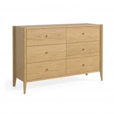 Portree Bedroom 6 Drawer Wide Chest - Natural Oak