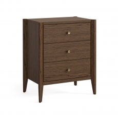 Portree Bedroom Bedside Chest - 3 Drawers - Brown Oak