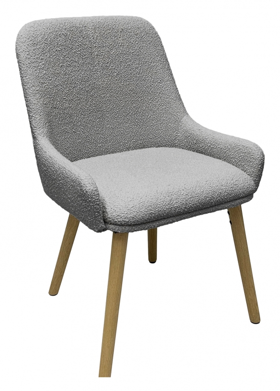 Petra Pair Fully Upholstered Dining Chairs - Grey Boucle Fabric