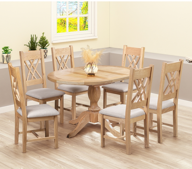 Cannock Dining Round 1M Pedestal Extending Dining Table - Fairway Furniture