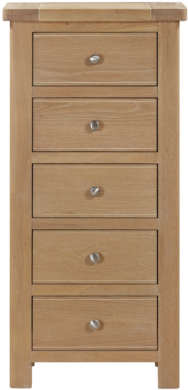 Fairway Furniture Fairford Oak Bedroom 5 Drawer Tall Chest