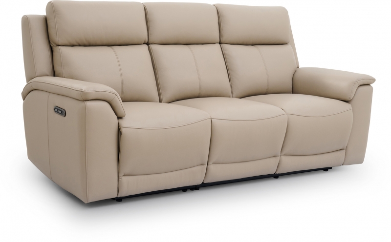 Premier Oakwood 3 Seater Double Power Recliner Sofa with Adjustable Headrests and USB